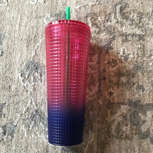 NWT Starbucks Purple and Pink Grid Cup - Picture 3 of 5